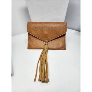 Antik Kraft Womens Tassel Envelope Clutch Wallet Tan  Vegan Leather Magnetic